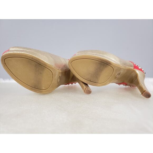 7.5 Guess High Heel Gold Studded Platform Punk Glam Rave Festival y2k biker - Picture 8 of 8